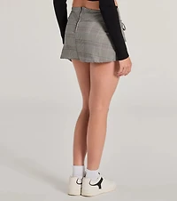 So Sweet Bow And Plaid Mini Skirt