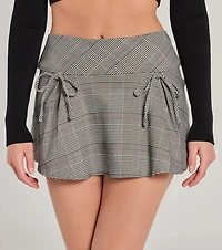 So Sweet Bow And Plaid Mini Skirt