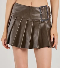 City Chic Faux Leather Pleated Mini Skirt