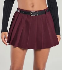 Downtown Girl Belted Pleated Mini Skirt