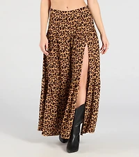 On The Prowl High-Rise Slit Leopard Maxi Skirt