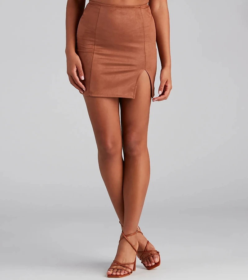 Fashionista High Waist Faux Suede Mini Skirt