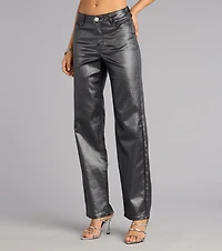 On the Glow Coated Glitter Straight-Leg Pants