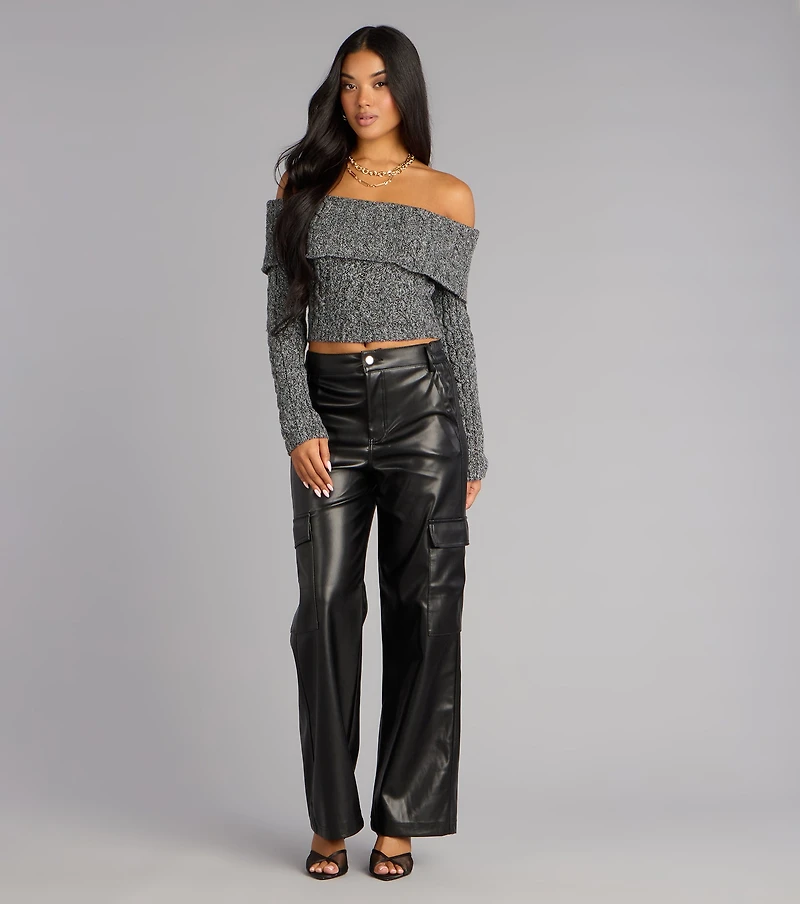 Street Code Faux Leather Cargo Pants