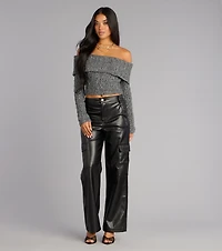 Street Code Faux Leather Cargo Pants