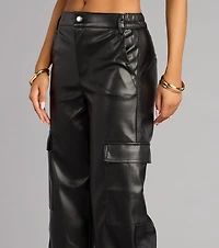 Street Code Faux Leather Cargo Pants