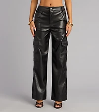 Street Code Faux Leather Cargo Pants