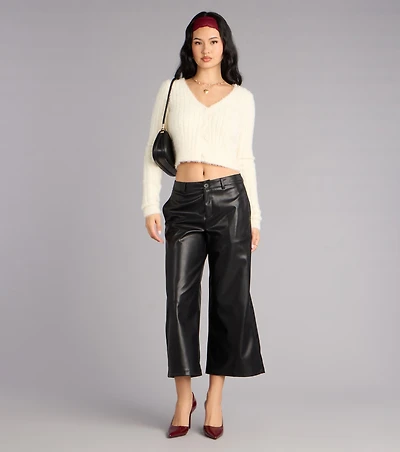 Cool Girl Sleek Faux Leather Cropped Pants