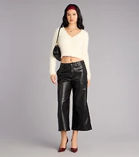 Cool Girl Sleek Faux Leather Cropped Pants
