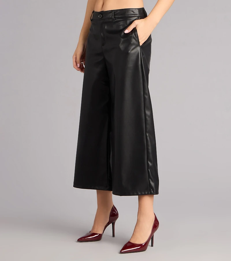 Cool Girl Sleek Faux Leather Cropped Pants