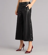 Cool Girl Sleek Faux Leather Cropped Pants