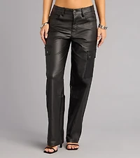 Street Luxe Coated Straight-Leg Cargo Pants