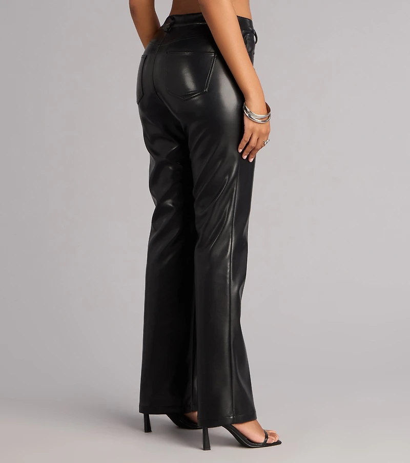 No Second Guess Faux Leather Straight Leg Pants