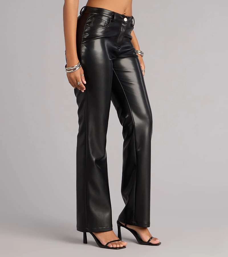 No Second Guess Faux Leather Straight Leg Pants