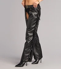 Outlaw Mood Faux Leather Fringe Chaps