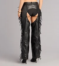 Outlaw Mood Faux Leather Fringe Chaps