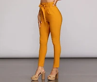 High Waist Paperbag Skinny Dress Pants