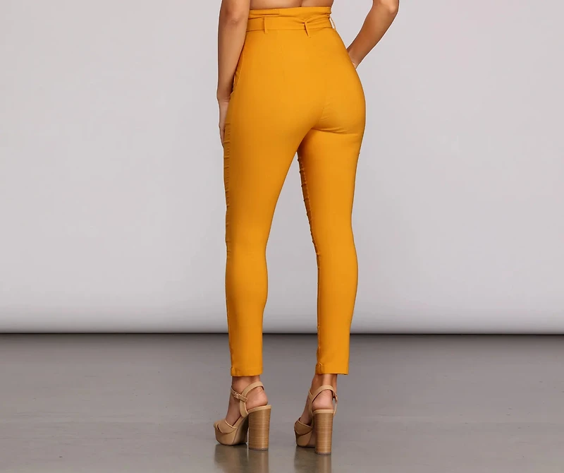 High Waist Paperbag Skinny Dress Pants