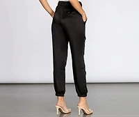 High Waist Satin Joggers