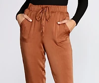 High Waist Satin Joggers