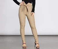 High Rise Tie Waist Skinny Pants