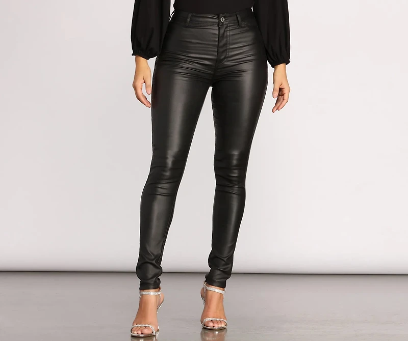 She's Edgy Coated Skinny Pants