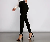 High Waist Belted Skinny Pants