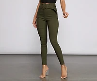 High Waist Belted Skinny Pants
