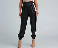 Sleek Striped Satin Joggers