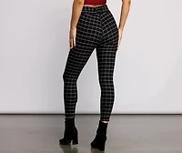 High Waist Paperbag Window Pane Pants