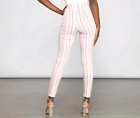 High Waist Skinny Striped Pants