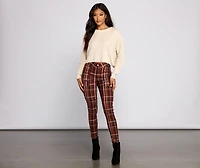 Preppy and Poised Plaid Skinny Pants