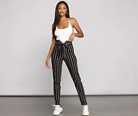 High Waist Skinny Striped Pants