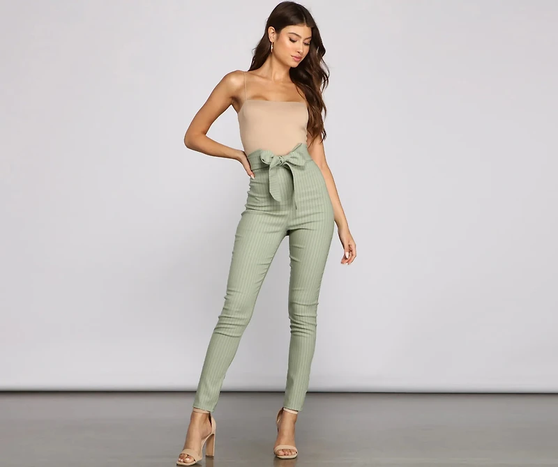 Stylishly Striped Tie-Waist Pants