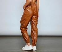 Trendy-Chic Faux Leather Joggers