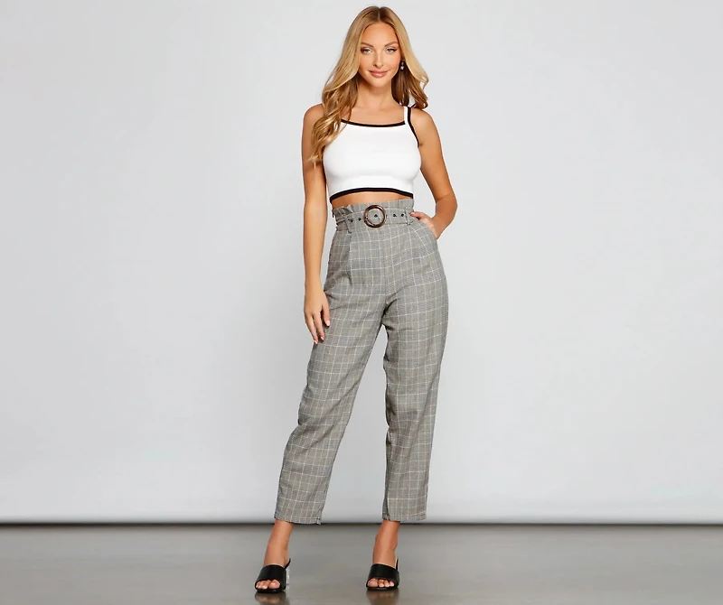 Chic Stunner High Waist Plaid Pants