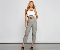 Chic Stunner High Waist Plaid Pants