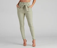 High Waist Paperbag Skinny Dress Pants