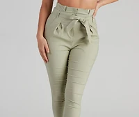 High Waist Paperbag Skinny Dress Pants
