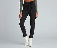 Chic Tie-Waist Twill Pants