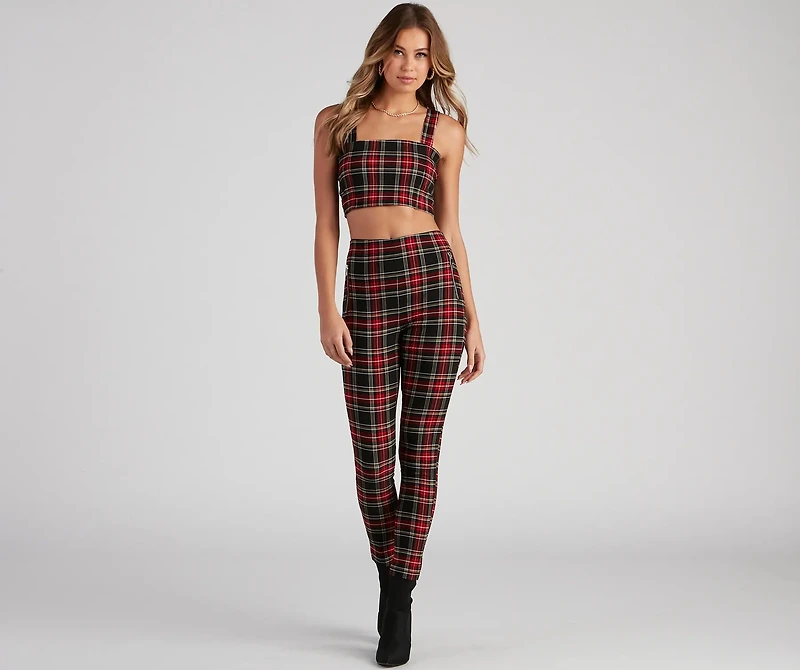 Perfect Plaid High-Rise Pants