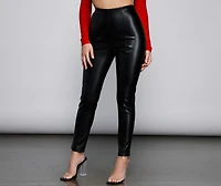 High Waist Faux Leather Tapered Leggings