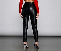 High Waist Faux Leather Tapered Leggings