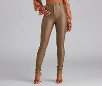 High-Rise Coated Skinny Pants