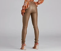 High-Rise Coated Skinny Pants