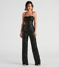 Radiate Sequins Lace-Up Jumpsuit