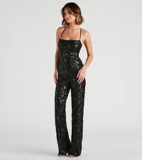 Radiate Sequins Lace-Up Jumpsuit