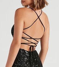 Radiate Sequins Lace-Up Jumpsuit