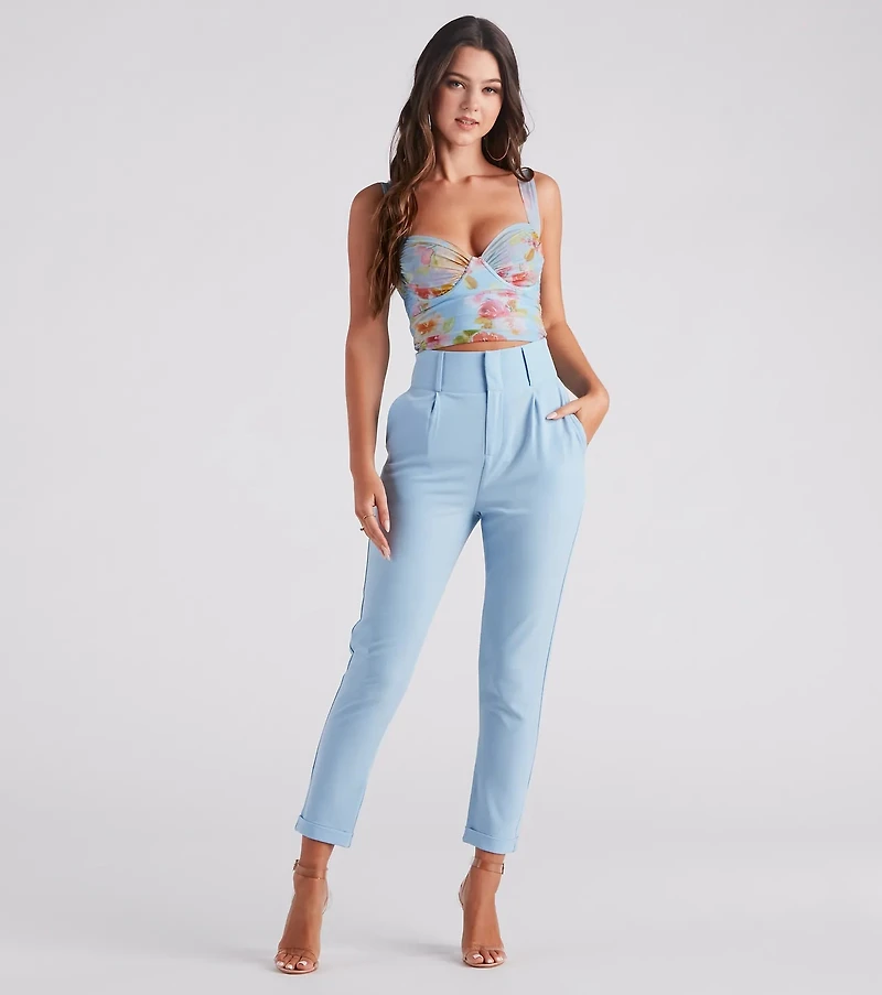 Perfectly Pleated Cuffed Trouser Pants