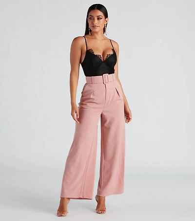 Flip Reverse Belted Trouser Pants